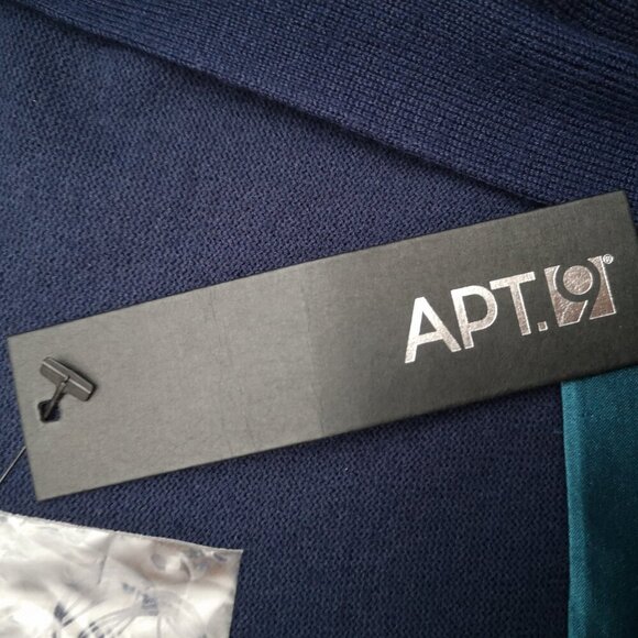 NWT Apt. 9 Ladies Size 1X Navy w/ Teal Front Layered Insert Belted Cardigan - Picture 6 of 11